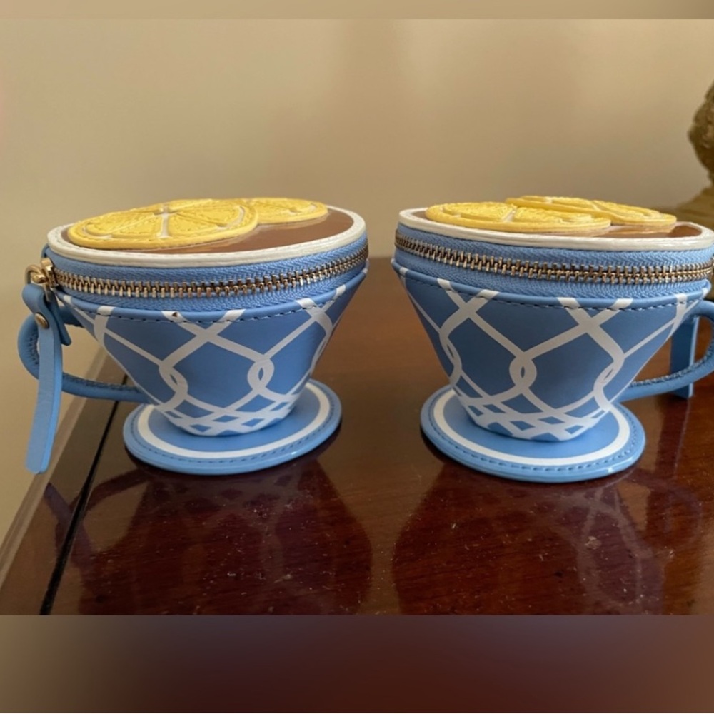 kate spade Blue and White Lemon Cup Coin Pouch (Pair)